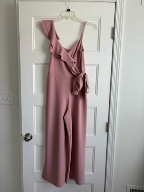 Macy's Dusty Rose Ruffle Wrap Jumpsuit